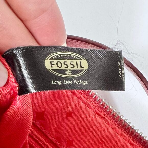 Fossil Marlow Crossbody Flamingo Color Scarlet Turnlock Purse Handbag Used - Picture 11 of 16